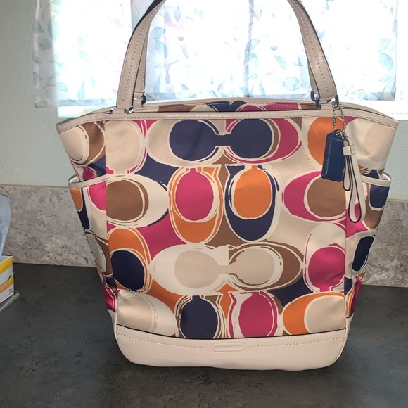 Brand New! Coach Park Hand Drawn Scarf Print Tote - Picture 3 of 6